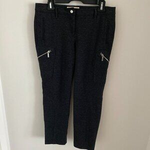 Michael Kors Knit Skinny Pants Leggings Charcoal Grey Front Zipper Pockets Sz10